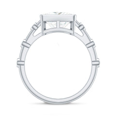Bezel Set Moissanite Princess Cut Engagement Ring with Spaced Accent