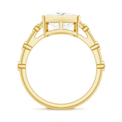 Bezel Set Moissanite Princess Cut Engagement Ring with Spaced Accent