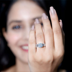 8 MM Cushion Cut Moissanite Engagement Ring with Filigree Details
