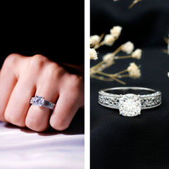 8 MM Cushion Cut Moissanite Engagement Ring with Filigree Details