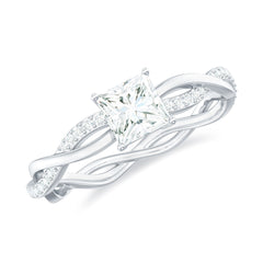 Princess Cut Moissanite Braided Engagement Ring for Women