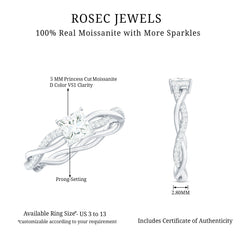 Princess Cut Moissanite Braided Engagement Ring for Women