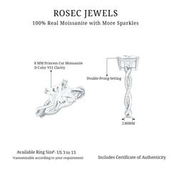 3 CT Princess Cut Moissanite Engagement Ring in Double Prong Setting
