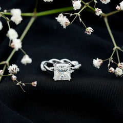 3 CT Princess Cut Moissanite Engagement Ring in Double Prong Setting