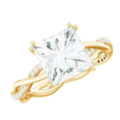 3 CT Princess Cut Moissanite Engagement Ring in Double Prong Setting