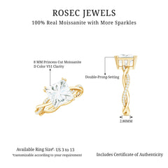 3 CT Princess Cut Moissanite Engagement Ring in Double Prong Setting