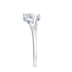 Marquise and Round Shape Natural Diamond Leaf Wrap Ring