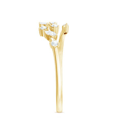 Marquise and Round Shape Natural Diamond Leaf Wrap Ring