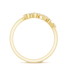 Marquise and Round Shape Natural Diamond Leaf Wrap Ring