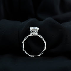 8 MM Certified Princess Cut Moissanite Engagement Ring with Hidden Halo