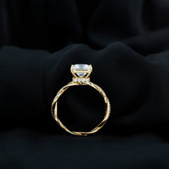 8 MM Certified Princess Cut Moissanite Engagement Ring with Hidden Halo