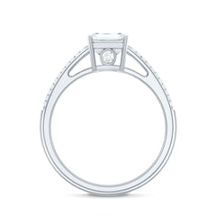 Emerald Cut Moissanite Side Stone Engagement Ring