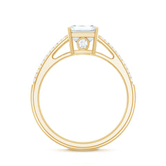 Emerald Cut Moissanite Side Stone Engagement Ring
