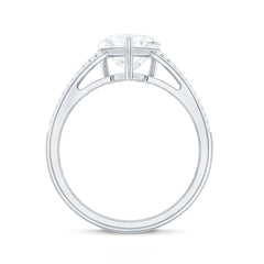 Certified Moissanite Heart Engagement Ring with Side Stones