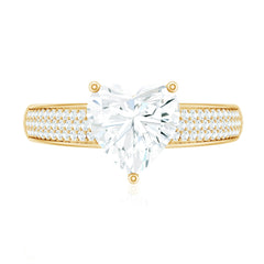 Certified Moissanite Heart Engagement Ring with Side Stones