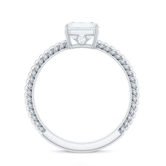 Emerald Cut Moissanite Engagement Ring with Twisted Rope Design