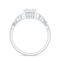 Bezel Set Emerald Cut Moissanite Celtic Engagement Ring