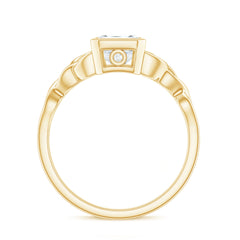 Bezel Set Emerald Cut Moissanite Celtic Engagement Ring