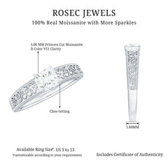 Princess Cut Solitaire Moissanite Filigree Engagement Ring