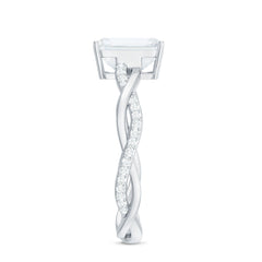 Emerald Cut Moissanite Solitaire Engagement Ring with Braided Band