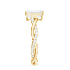 Emerald Cut Moissanite Solitaire Engagement Ring with Braided Band