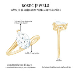 Pear Engagement Ring With Certified Moissanite