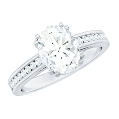 Certified Moissanite Oblong Engagement Ring in Double Prong Setting