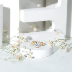 Certified Moissanite Oblong Engagement Ring in Double Prong Setting