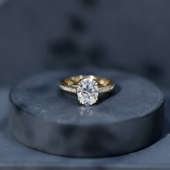 Certified Moissanite Oblong Engagement Ring in Double Prong Setting