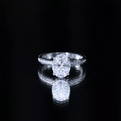 7X9 MM Solitaire Moissanite Oval Engagement Ring with Channel Set