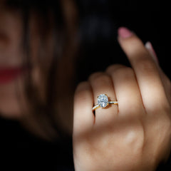 7X9 MM Solitaire Moissanite Oval Engagement Ring with Channel Set
