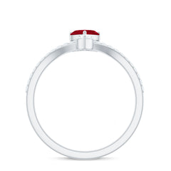 Designer Ruby Heart Engagement Ring with Diamond