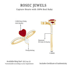 Designer Ruby Heart Engagement Ring with Diamond