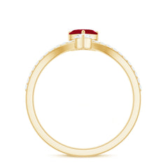 Designer Ruby Heart Engagement Ring with Diamond