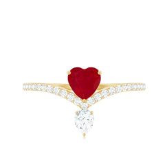 Designer Ruby Heart Engagement Ring with Diamond