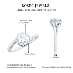 Round Cut Solitaire Zircon Bypass Engagement Ring
