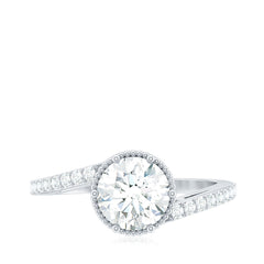 Round Cut Solitaire Zircon Bypass Engagement Ring