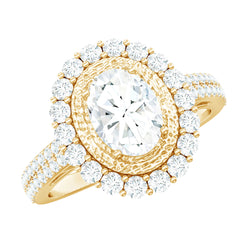 3.25 CT Vintage Inspired Zircon Oval Engagement Ring