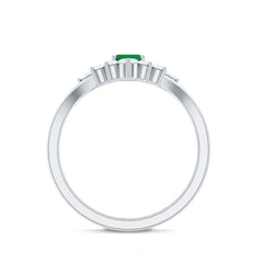 Natural Emerald Diamond Emerald Cut Engagement Ring and Wedding Band Set