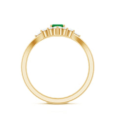 Natural Emerald Diamond Emerald Cut Engagement Ring and Wedding Band Set