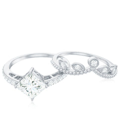 Brilliant Cut Moissanite Vintage Bridal Ring Set