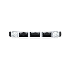 1 CT Baguette Cut Created Black Diamond Half Eternity Ring with Diamond