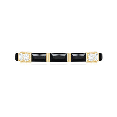 1 CT Baguette Cut Created Black Diamond Half Eternity Ring with Diamond