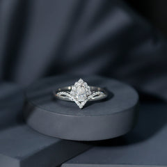 5X7 MM Pear Shaped Certified Moissanite Designer Engagement Ring