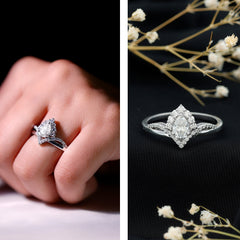 5X7 MM Pear Shaped Certified Moissanite Designer Engagement Ring