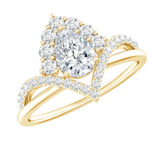 5X7 MM Pear Shaped Certified Moissanite Designer Engagement Ring