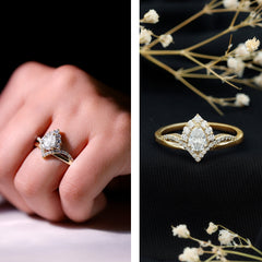 5X7 MM Pear Shaped Certified Moissanite Designer Engagement Ring