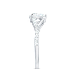 Certified Pear Cut Moissanite Split Shank Engagement Ring