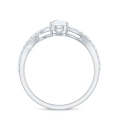 Certified Pear Cut Moissanite Split Shank Engagement Ring