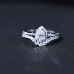 1.50 CT Certified Moissanite Designer Teardrop Ring Set